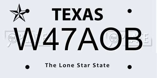 W47AOB Texas License Plate