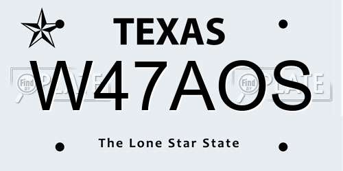 W47AOS Texas License Plate
