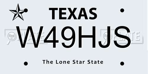 W49HJS Texas License Plate