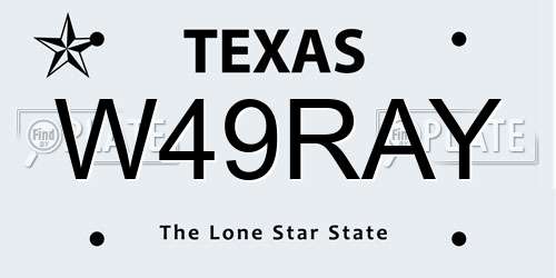 W49RAY Texas License Plate