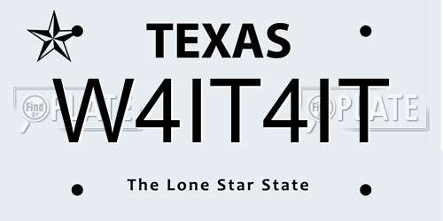 W4IT4IT Texas License Plate