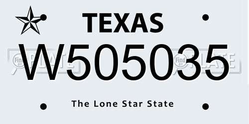 W505035 Texas License Plate