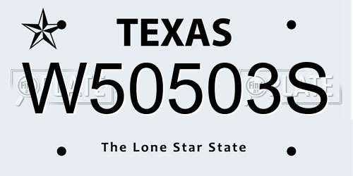 W50503S Texas License Plate