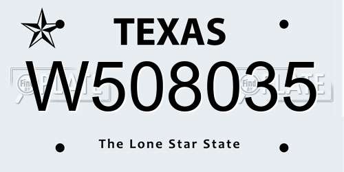 W508035 Texas License Plate