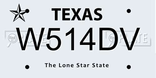 W514DV Texas License Plate