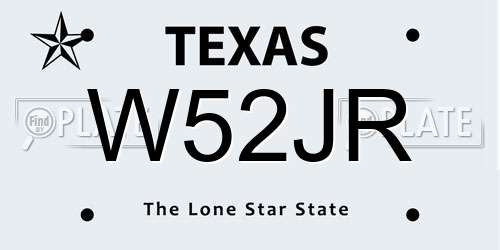 W52JR Texas License Plate