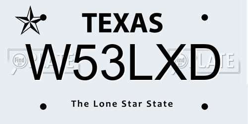 W53LXD Texas License Plate