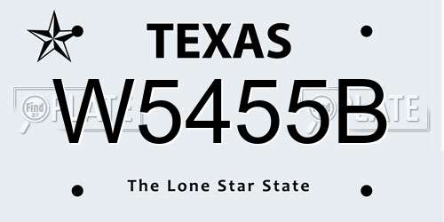 W5455B Texas License Plate