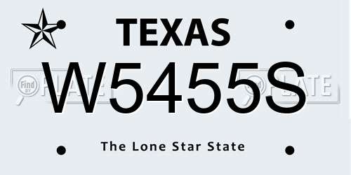 W5455S Texas License Plate
