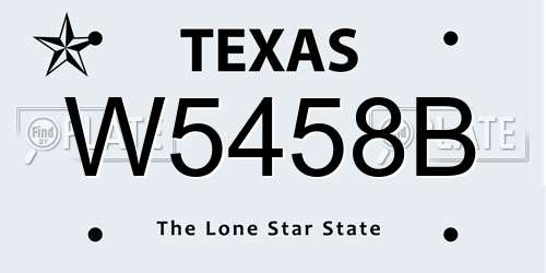 W5458B Texas License Plate