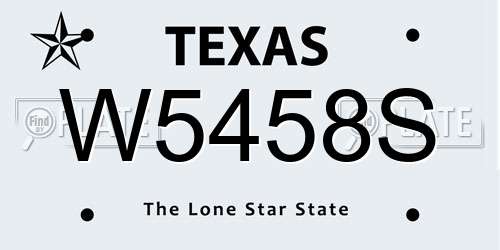 W5458S Texas License Plate