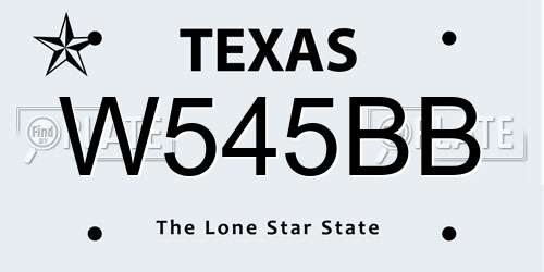 W545BB Texas License Plate