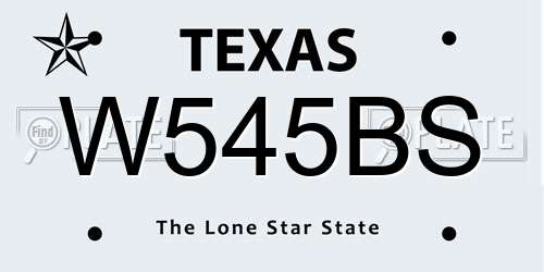 W545BS Texas License Plate