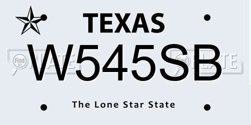 W545SB Texas License Plate