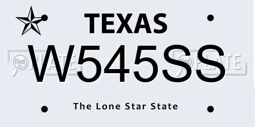 W545SS Texas License Plate