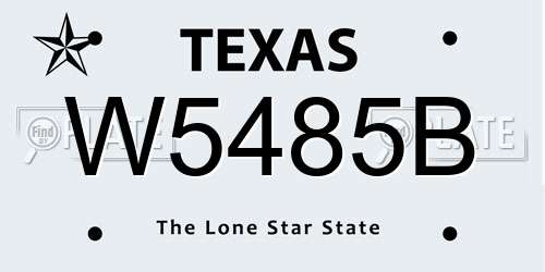 W5485B Texas License Plate