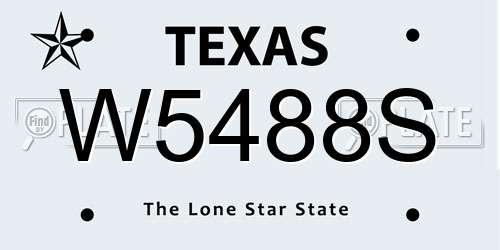 W5488S Texas License Plate