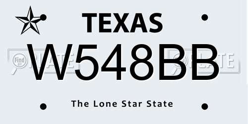 W548BB Texas License Plate