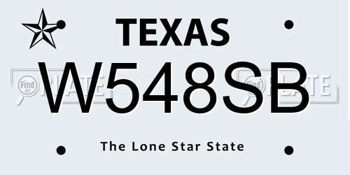 W548SB Texas License Plate