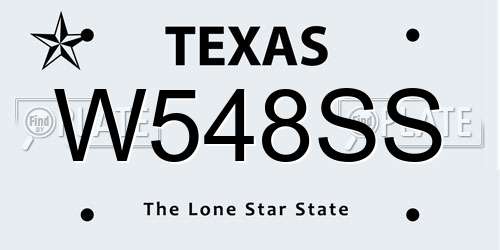 W548SS Texas License Plate