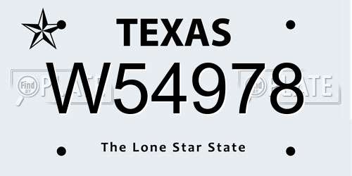 W54978 Texas License Plate