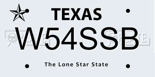 W54SSB Texas License Plate