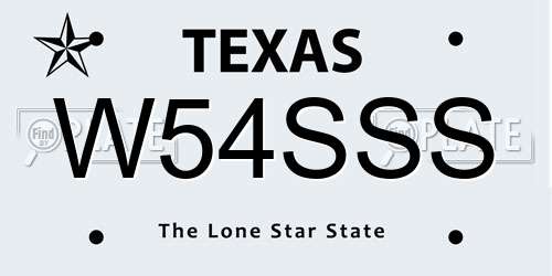 W54SSS Texas License Plate