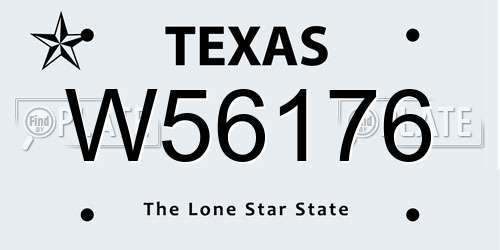 W56176 Texas License Plate