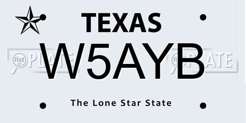 W5AYB Texas License Plate