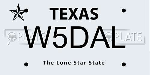 W5DAL Texas License Plate