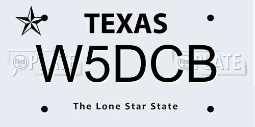 W5DCB Texas License Plate