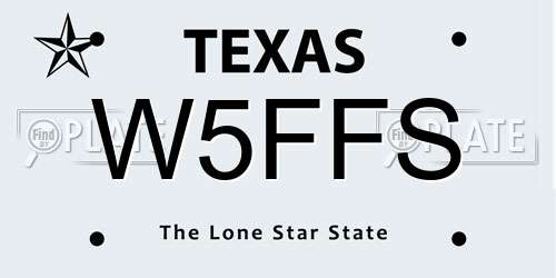W5FFS Texas License Plate