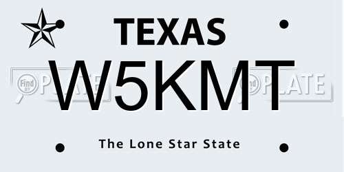 W5KMT Texas License Plate