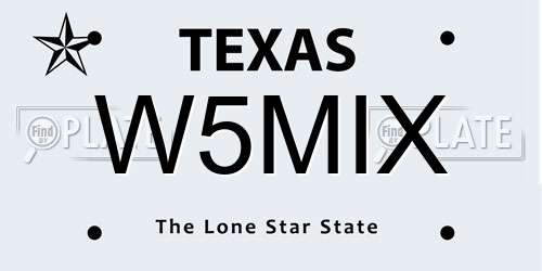 W5MIX Texas License Plate