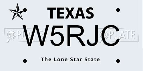 W5RJC Texas License Plate