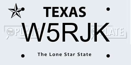 W5RJK Texas License Plate