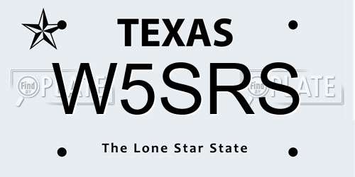 W5SRS Texas License Plate