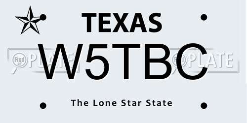 W5TBC Texas License Plate