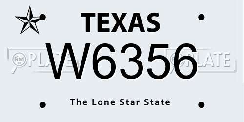 W6356 Texas License Plate