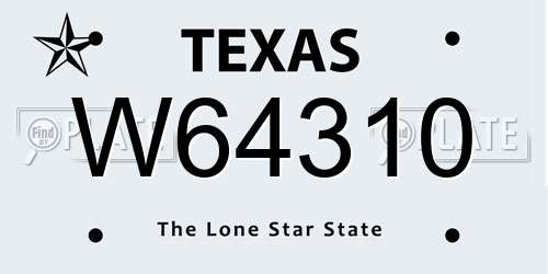 W64310 Texas License Plate
