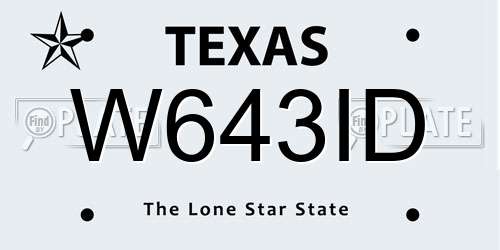 W643ID Texas License Plate