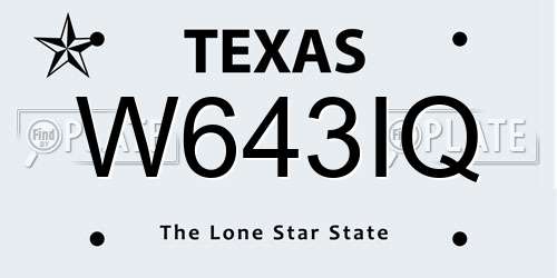 W643IQ Texas License Plate