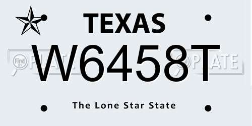 W6458T Texas License Plate