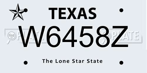 W6458Z Texas License Plate