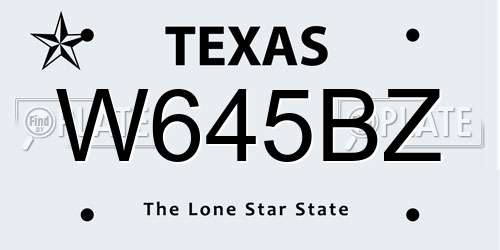 W645BZ Texas License Plate
