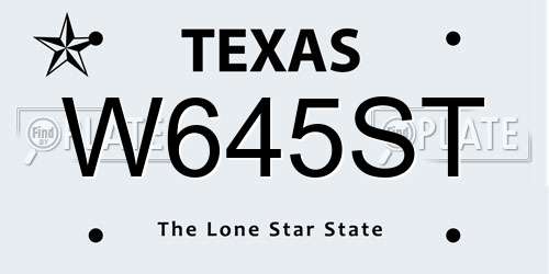 W645ST Texas License Plate