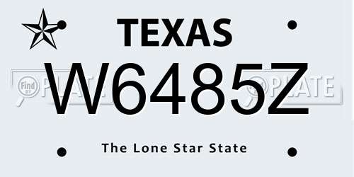 W6485Z Texas License Plate