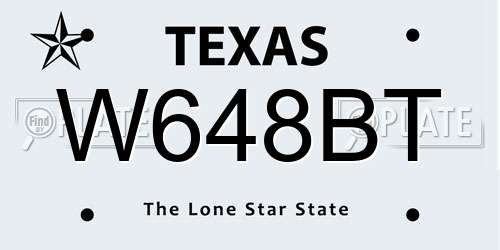 W648BT Texas License Plate
