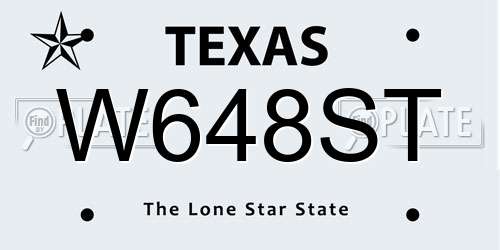W648ST Texas License Plate