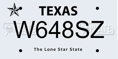 W648SZ Texas License Plate